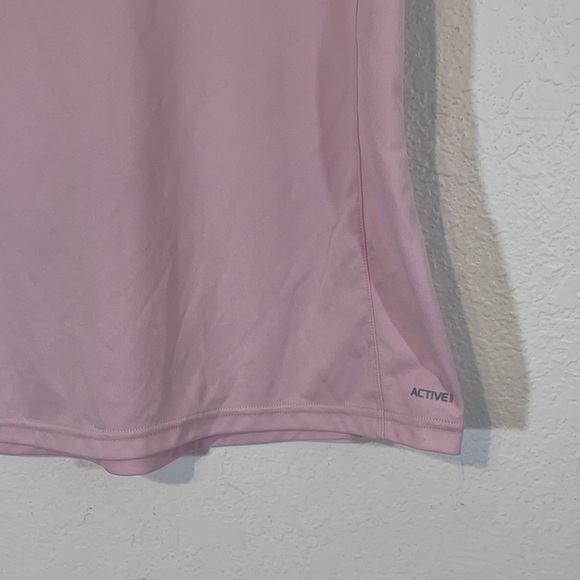 ADIDAS  - LARGE - PINK / WHITE  - V-NECK - ACTIVE SHORT SLEEVE ATHLETIC TOP - Picture 4 of 7